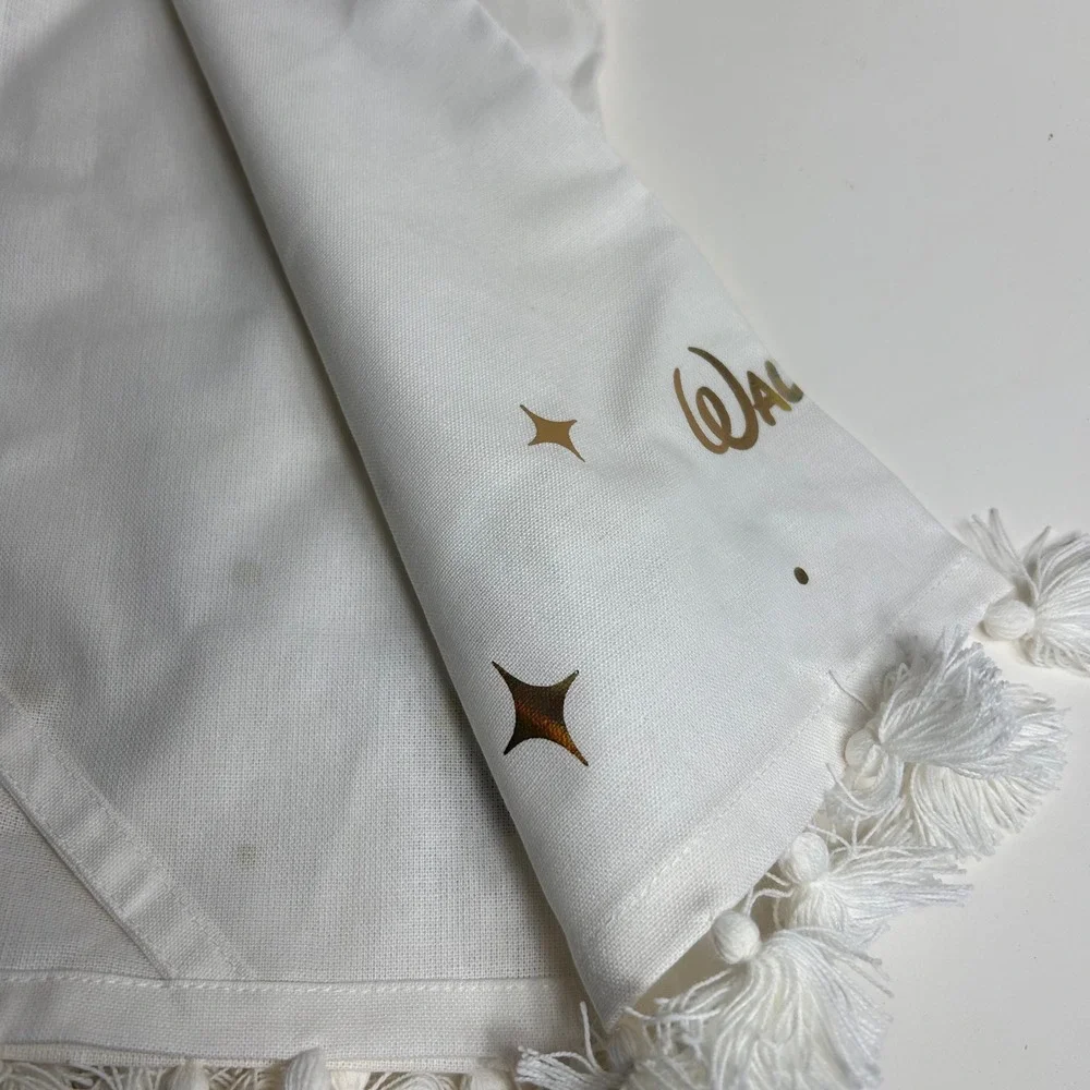 Disney World 50th Anniversary Cinderella Castle Kitchen Towel‎ White Tassels NEW